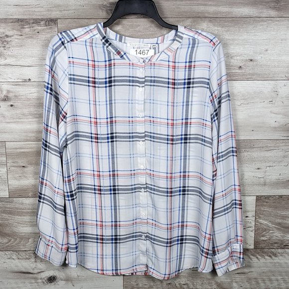 Violet + Claire* Women's Long Sleeve Button Down Curved Hem Blouse~ Size XL - Picture 2 of 11